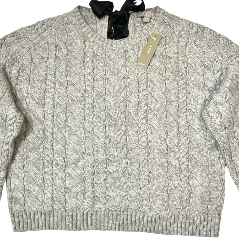 J. Crew Tie Back Cable Knit Sweater